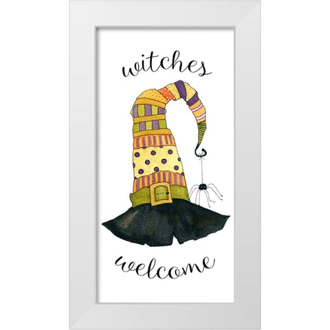 Witches Welcome Hat White Modern Wood Framed Art Print by Finn, Livi