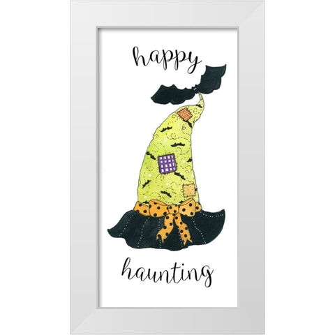 Happy Haunting Hat White Modern Wood Framed Art Print by Finn, Livi