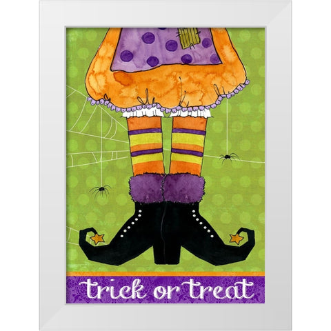 Trick or Treat White Modern Wood Framed Art Print by Finn, Livi