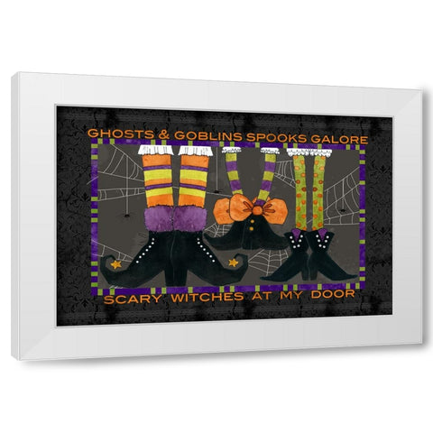 Ghosts And Goblins Mat White Modern Wood Framed Art Print by Finn, Livi
