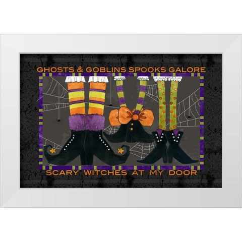 Ghosts And Goblins Mat White Modern Wood Framed Art Print by Finn, Livi
