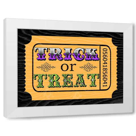 Trick or Treat Ticket White Modern Wood Framed Art Print by Finn, Livi