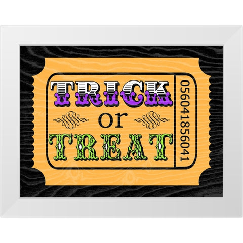 Trick or Treat Ticket White Modern Wood Framed Art Print by Finn, Livi