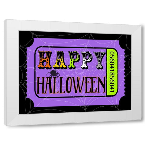Happy Halloween Ticket White Modern Wood Framed Art Print by Finn, Livi