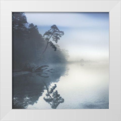 Indigo Moody Lake White Modern Wood Framed Art Print by Weisz, Irene