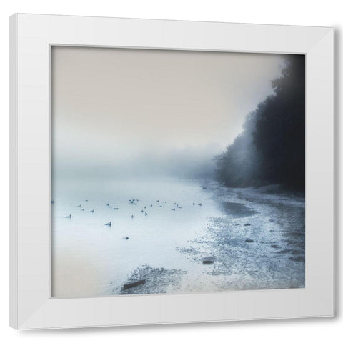 Indigo Moody Shore White Modern Wood Framed Art Print by Weisz, Irene