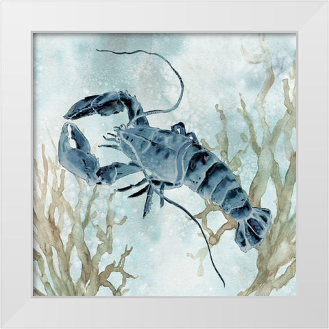 Navy Lobster White Modern Wood Framed Art Print by Robinson, Carol