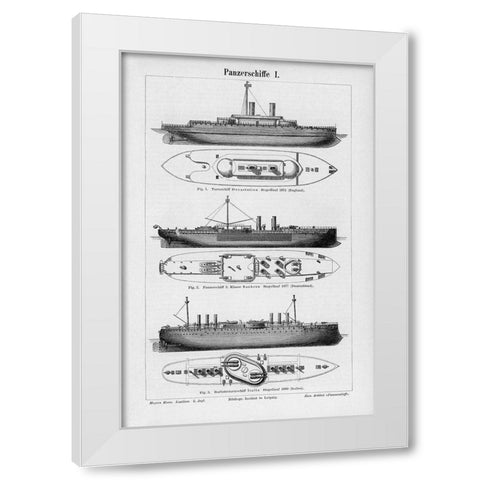 Industrial Ship White Modern Wood Framed Art Print by CAD Designs