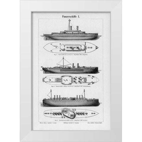 Industrial Ship White Modern Wood Framed Art Print by CAD Designs