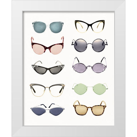 Vintage Glasses I White Modern Wood Framed Art Print by Designs, CAD