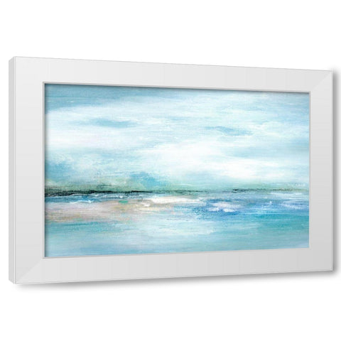 Silhouette Sunset White Modern Wood Framed Art Print by Tava Studios