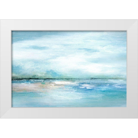 Silhouette Sunset White Modern Wood Framed Art Print by Tava Studios