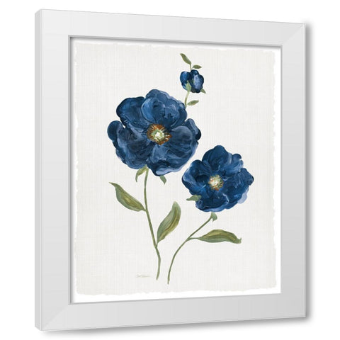 Blue Poppies White Modern Wood Framed Art Print by Robinson, Carol