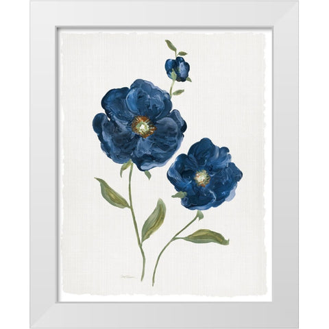 Blue Poppies White Modern Wood Framed Art Print by Robinson, Carol