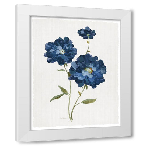 Blue Mums White Modern Wood Framed Art Print by Robinson, Carol
