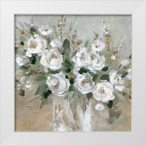 White Rose Party White Modern Wood Framed Art Print by Robinson, Carol