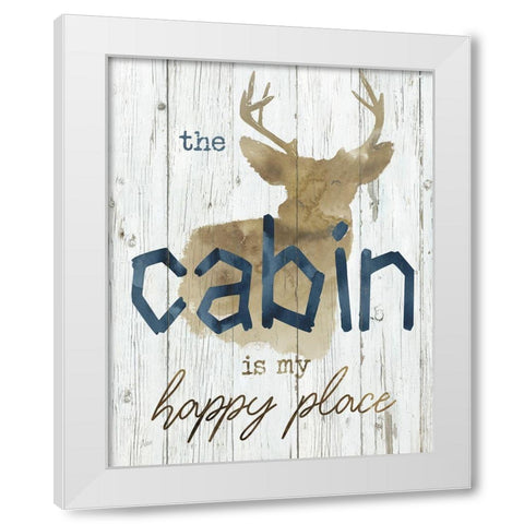 Happy Place Cabin White Modern Wood Framed Art Print by Nan