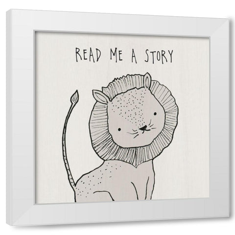 Read Me A Story White Modern Wood Framed Art Print by Jill, Susan