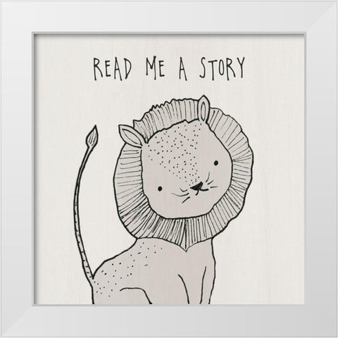 Read Me A Story White Modern Wood Framed Art Print by Jill, Susan