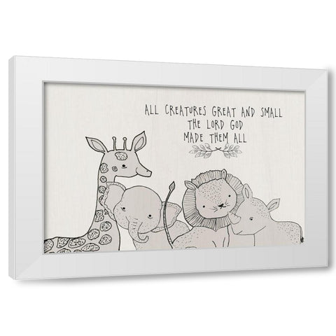 All Creatures White Modern Wood Framed Art Print by Jill, Susan