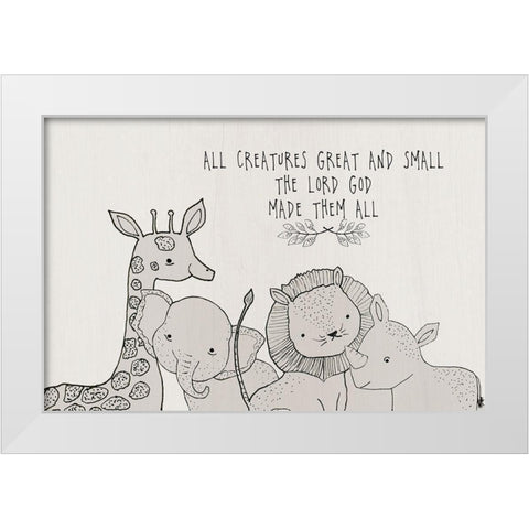 All Creatures White Modern Wood Framed Art Print by Jill, Susan