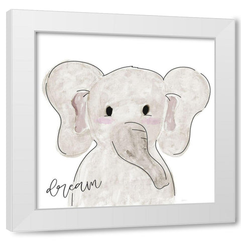 Dream Elephant White Modern Wood Framed Art Print by Carpentieri, Natalie