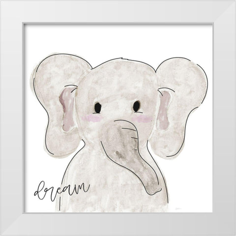 Dream Elephant White Modern Wood Framed Art Print by Carpentieri, Natalie