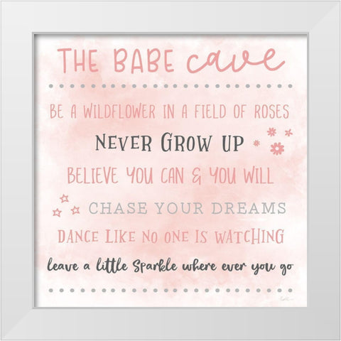 The Babe Cave White Modern Wood Framed Art Print by Carpentieri, Natalie