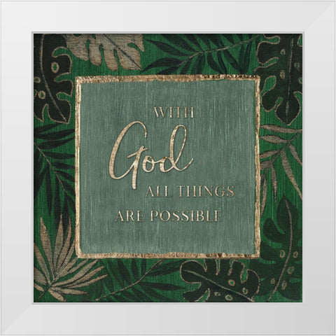 With God White Modern Wood Framed Art Print by Tava Studios