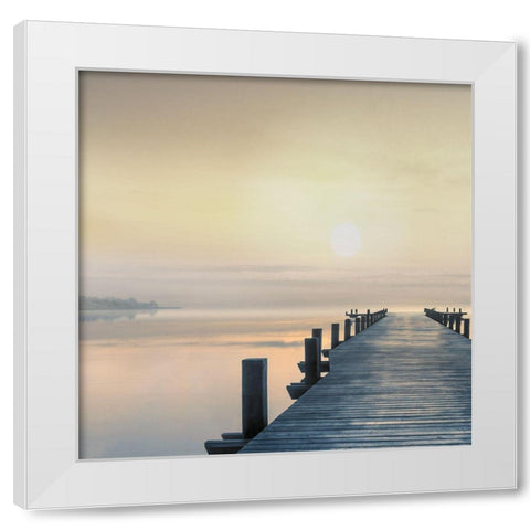 Pier at Dawn White Modern Wood Framed Art Print by Calascibetta, Mike