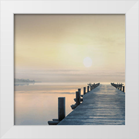 Pier at Dawn White Modern Wood Framed Art Print by Calascibetta, Mike