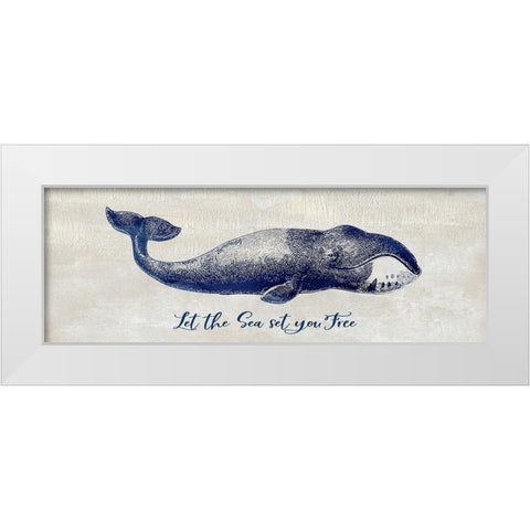 Let The Sea Set You Free White Modern Wood Framed Art Print by Jill, Susan