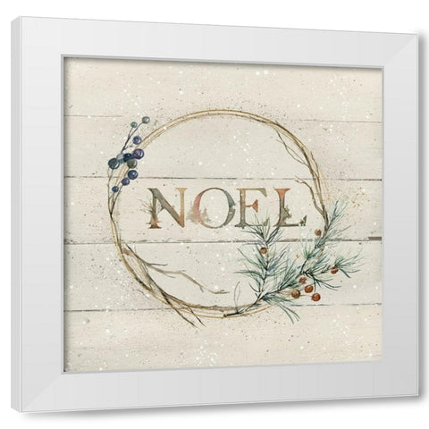 Wreath of Noel White Modern Wood Framed Art Print by Robinson, Carol