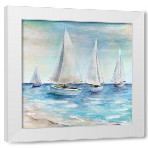 Shore Sailing White Modern Wood Framed Art Print by Dunlap, Marilyn