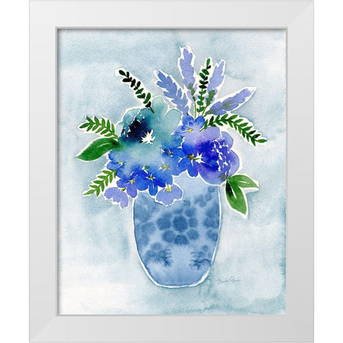 Blue Bouquet I White Modern Wood Framed Art Print by Gunn, Kourtni