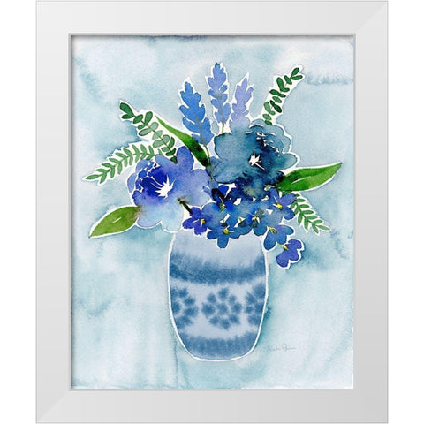 Blue Bouquet II White Modern Wood Framed Art Print by Gunn, Kourtni