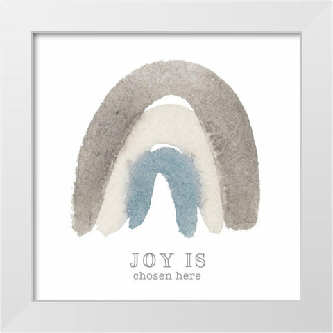 Joy Rainbow White Modern Wood Framed Art Print by Gunn, Kourtni