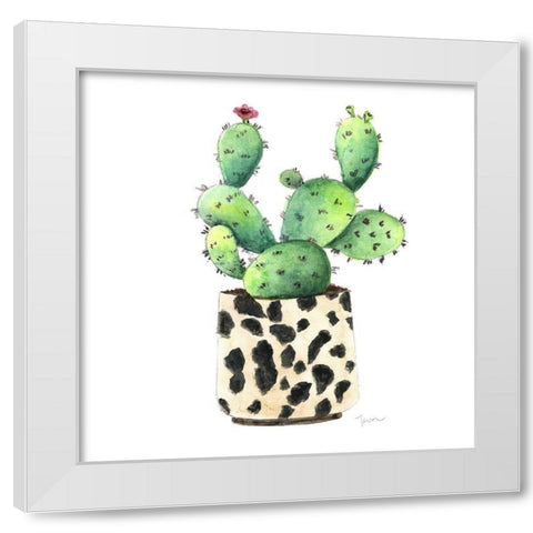 Spotted Cactus White Modern Wood Framed Art Print by Tava Studios