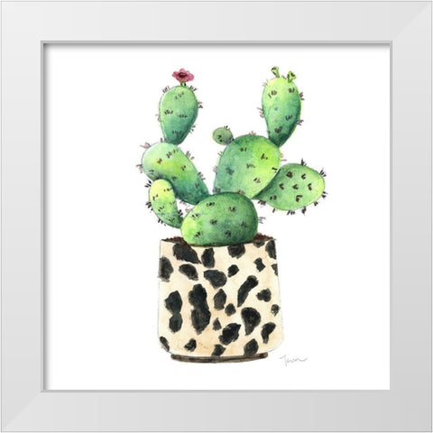 Spotted Cactus White Modern Wood Framed Art Print by Tava Studios