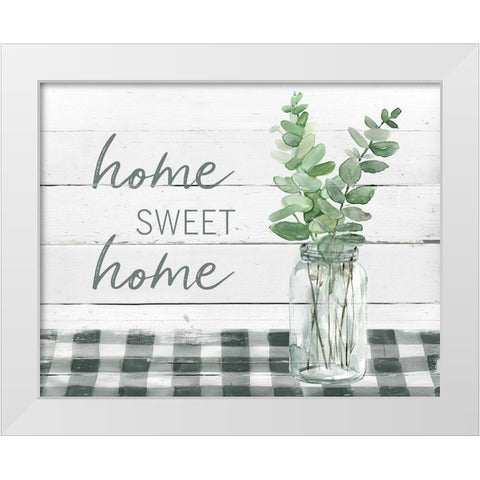 Eucalyptus Home Sweet Home White Modern Wood Framed Art Print by Robinson, Carol