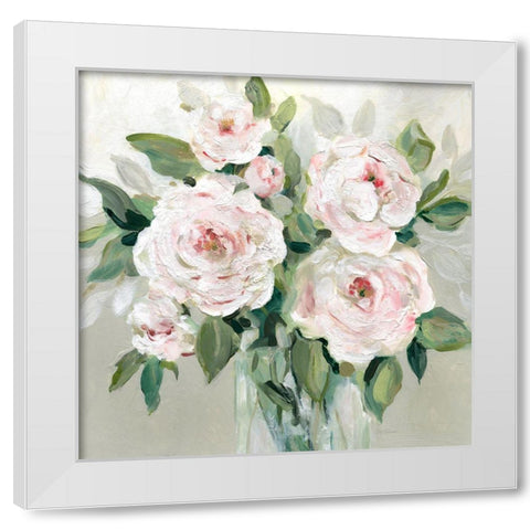 Pale Pink Blossoms White Modern Wood Framed Art Print by Swatland, Sally