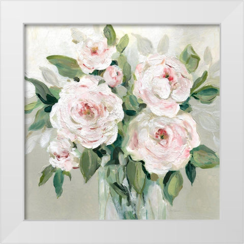 Pale Pink Blossoms White Modern Wood Framed Art Print by Swatland, Sally