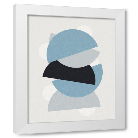 Shapely Blues I White Modern Wood Framed Art Print by Santiago, Daniela