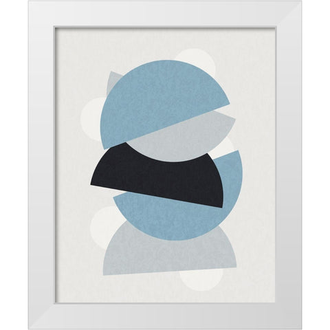 Shapely Blues I White Modern Wood Framed Art Print by Santiago, Daniela