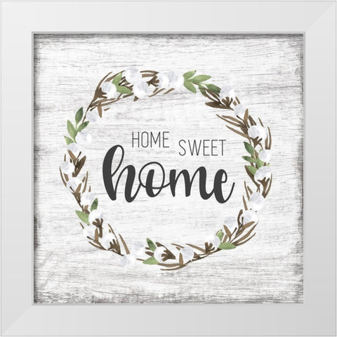 Cotton Wreath White Modern Wood Framed Art Print by Carpentieri, Natalie