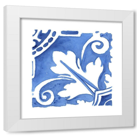 Blue Wash Tile I White Modern Wood Framed Art Print by Tava Studios