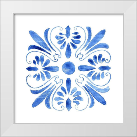Blue Wash Tile III White Modern Wood Framed Art Print by Tava Studios