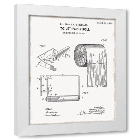 Toilet Paper Patent I White Modern Wood Framed Art Print by Donovan, Kelly