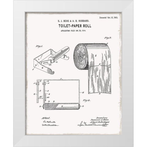 Toilet Paper Patent I White Modern Wood Framed Art Print by Donovan, Kelly