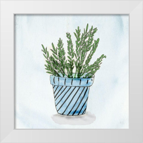 Pot of Herbs II White Modern Wood Framed Art Print by Jill, Susan